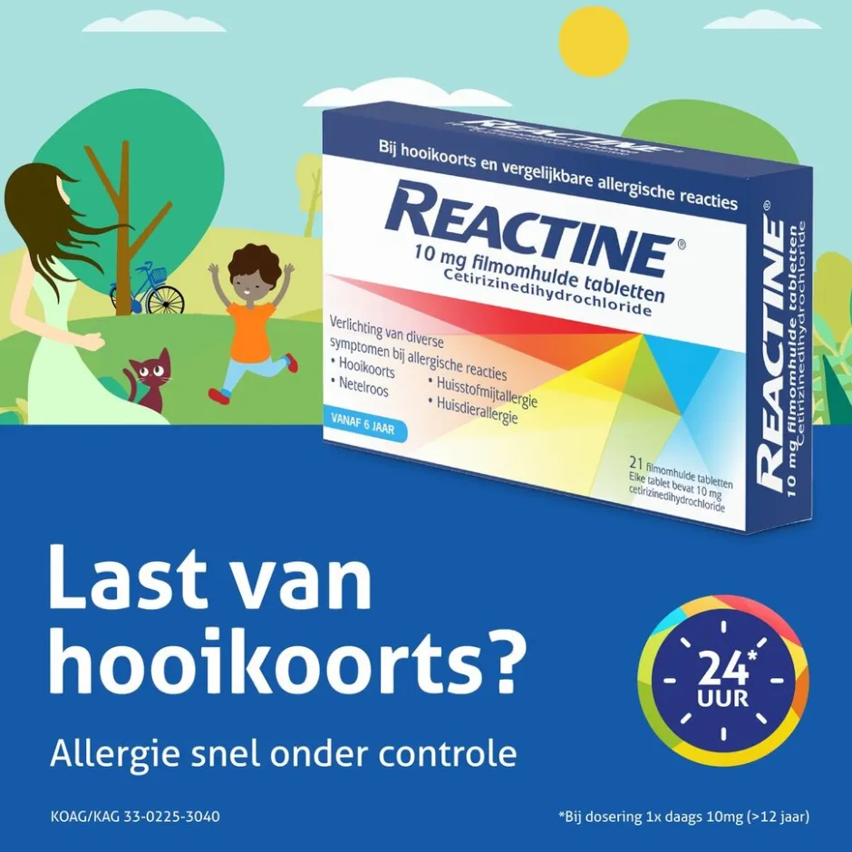 Reactine Cetirizine 10mg Filmomhulde Hooikoortstabletten< Allergische Reacties