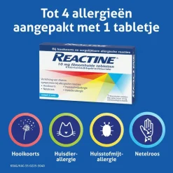 Reactine Cetirizine 10mg Filmomhulde Hooikoortstabletten< Allergische Reacties