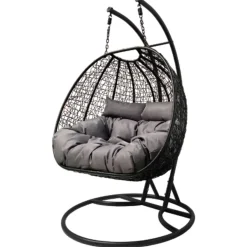 Rijoka Hangstoel Dubbel Eggy Twisted Schommelstoel Rattan 2persoons| Outlet