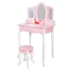 Rijoka Houten Kaptafel Make up Dresser Met Krukje 3x Spiegel< Houten Poppenhuizen En Tafels