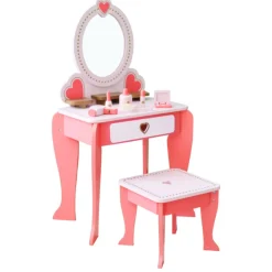 Rijoka Houten Kaptafel Make up Dresser met Krukje en Spiegel| Outlet