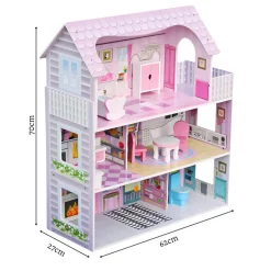 Rijoka Houten Poppenhuis Classic Meubelset 8pcs 3 Verdiepingen| Sale