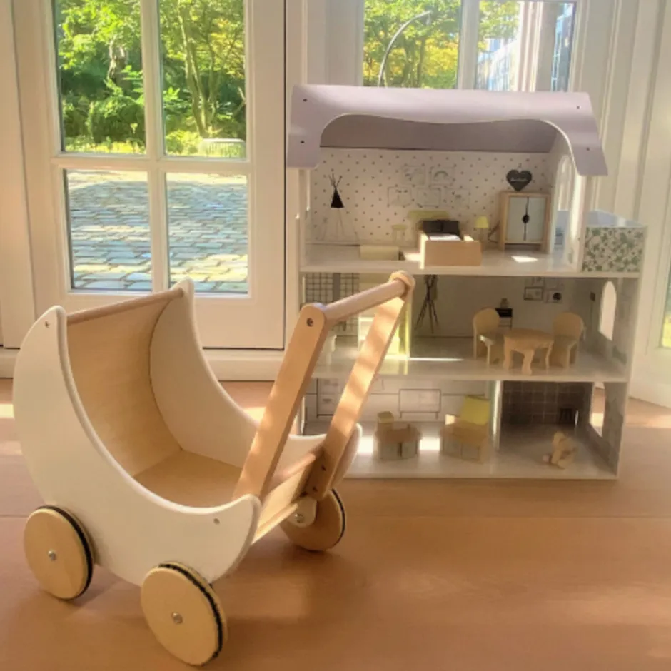 Rijoka Houten Poppenwagen Loopwagen Kinderwagen| Hot