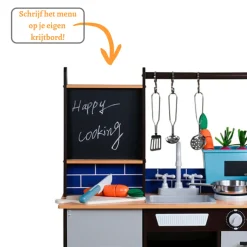 Rijoka Houten Speelkeuken Kinderkeuken met Krijtbord en Kookgereedschap| Discount