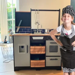 Rijoka Houten Speelkeuken Kinderkeuken met Krijtbord en Kookgereedschap| Discount