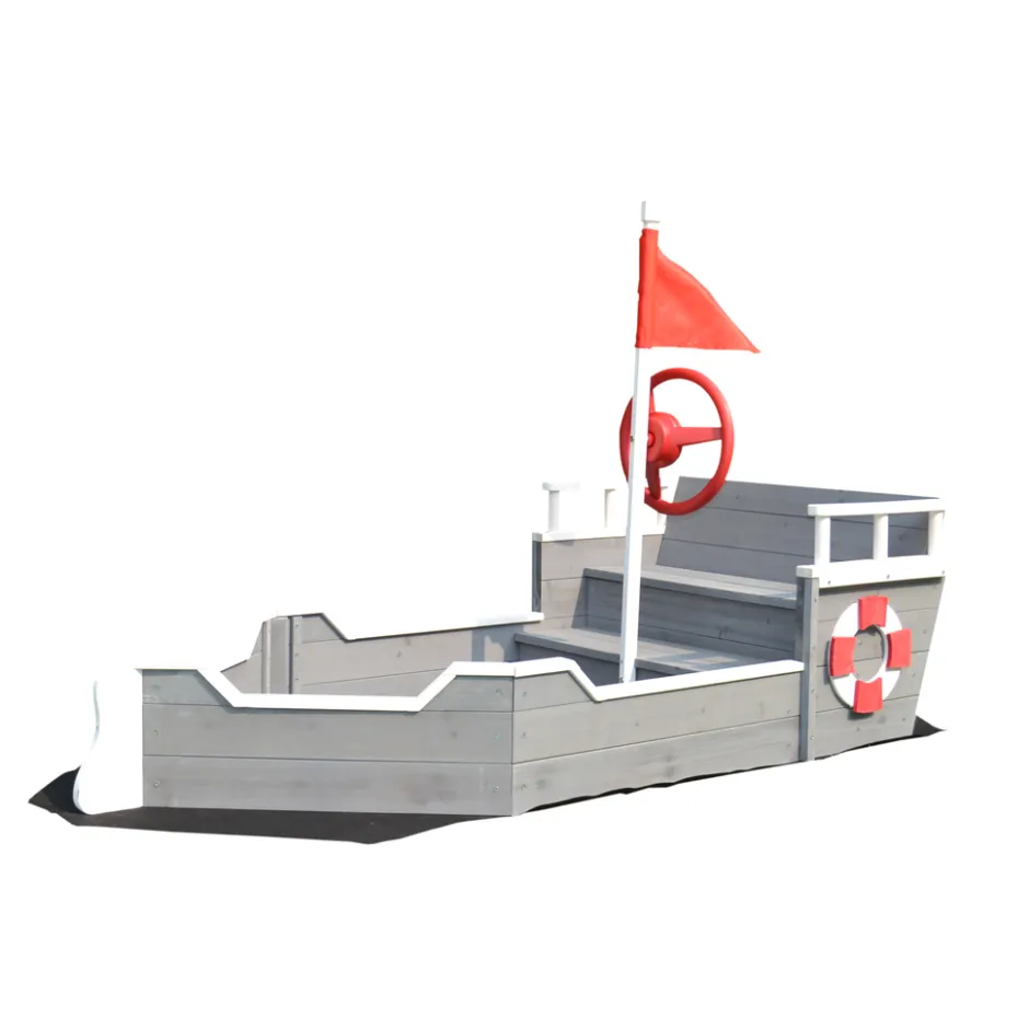 Rijoka Houten Zandbak Schip Inclusief Grondzeil Zitbank met Opbergvak< Zandbakken