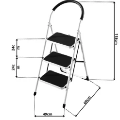 Rijoka Huishoudtrap Inklapbaar 3 Treden Anti Slip Treden Sponge Handgrepen< Keukentrappen