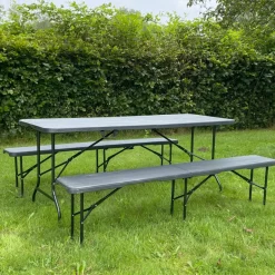Rijoka Inklapbare Picknicktafel Set Houtlook Design Klaptafel Biertafel< Buiten En Vrije Tijd