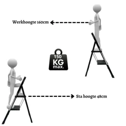 Rijoka Keukentrap Inklapbaar 2 Treden Huishoudtrap Anti slip treden| Online