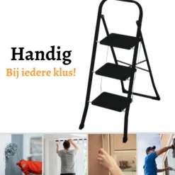 Rijoka Keukentrap Inklapbaar 3 Treden Huishoudtrap Anti Slip Treden| Online