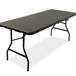 Rijoka Klaptafel Inklapbare Campingtafel Rattan Design 6 tot 8 Personen< Buiten En Vrije Tijd
