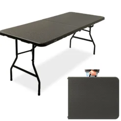Rijoka Klaptafel Inklapbare Campingtafel Rattan Design 6 tot 8 Personen< Buiten En Vrije Tijd