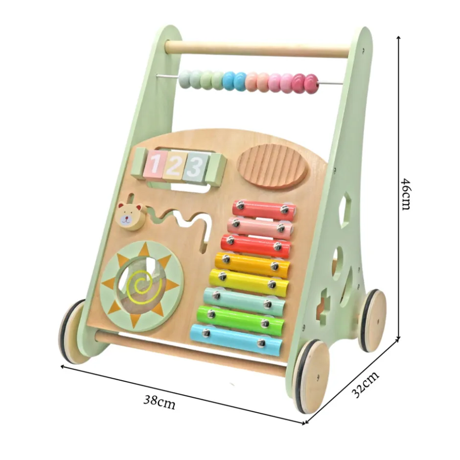 Rijoka Loopwagen Hout voor Baby Educatieve Looptrainer Anti Slip Wieltjes Babywalker| New