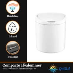 Rijoka Prullenbak Sensor 8 Liter Kunststof Soft Close Vingerafdrukvrij Afvalbak| Hot