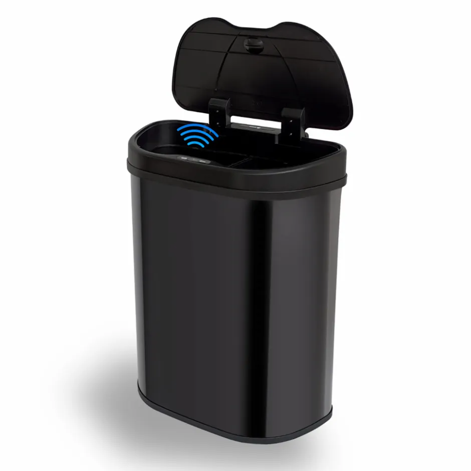 Rijoka Prullenbak Sensor Dubbel 70 Liter Recycle RVS Soft Close Vingerafdrukvrij< Prullenbakken
