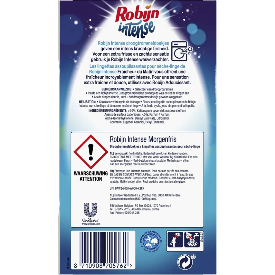 Robijn Intense Droogtrommeldoekjes< Wasparfum