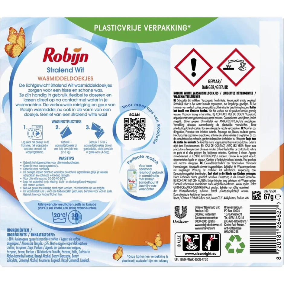White Wasmiddeldoekjes|Robijn Clearance