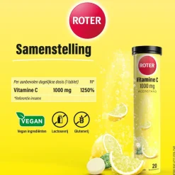 Roter Vitamine C 1000 mg Citroen Bruistabletten< Weerstand En Energie|Vitamines