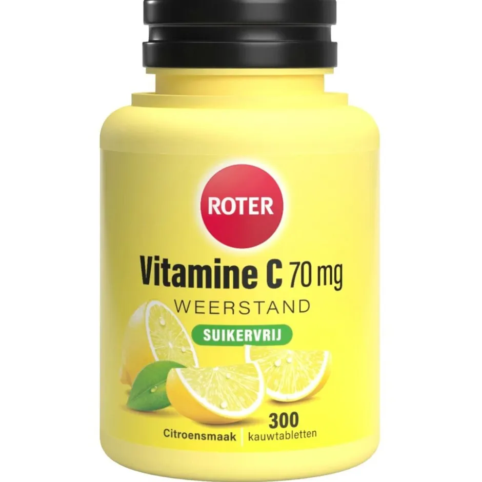 Roter Vitamine C 70 mg Suikervrije Kauwtabletten< Weerstand En Energie|Vitamines