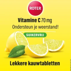 Roter Vitamine C 70 mg Suikervrije Kauwtabletten< Weerstand En Energie|Vitamines