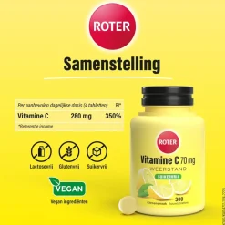 Roter Vitamine C 70 mg Suikervrije Kauwtabletten< Weerstand En Energie|Vitamines