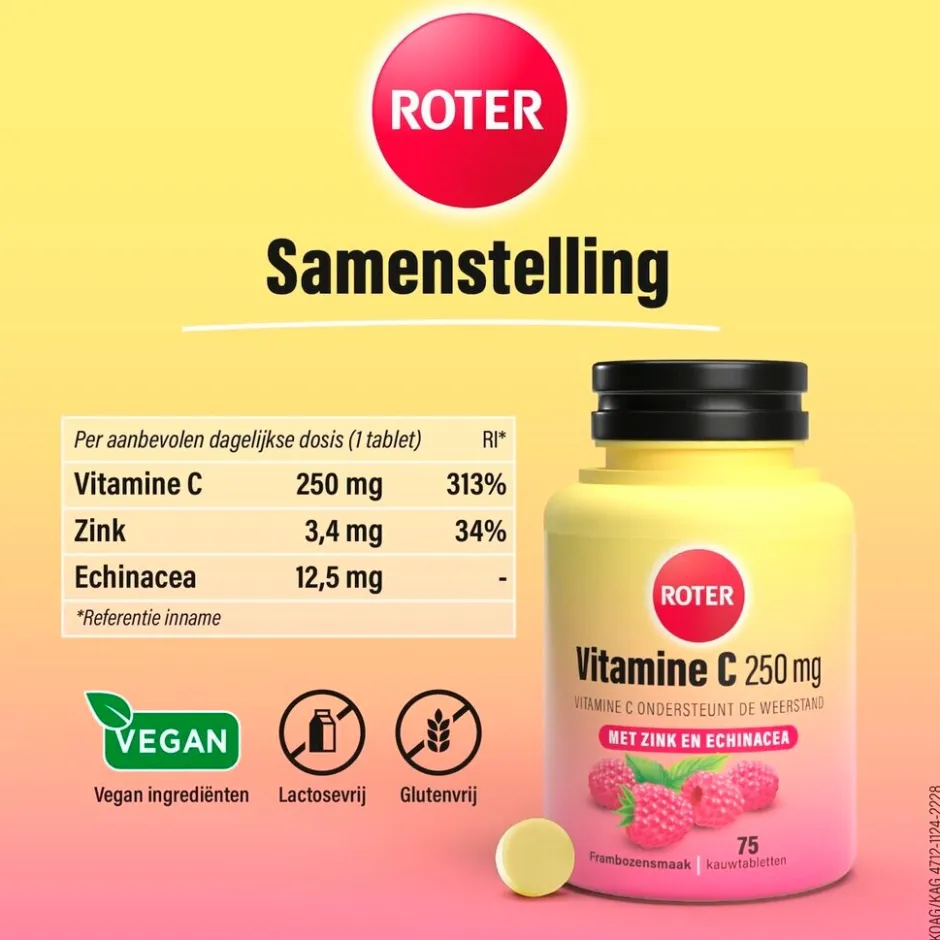 Vitamine C 250 mg Weerstand Tabletten|Roter Sale