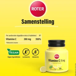 Vitamine C 70mg Citroen Kauwtabletten|Roter Hot