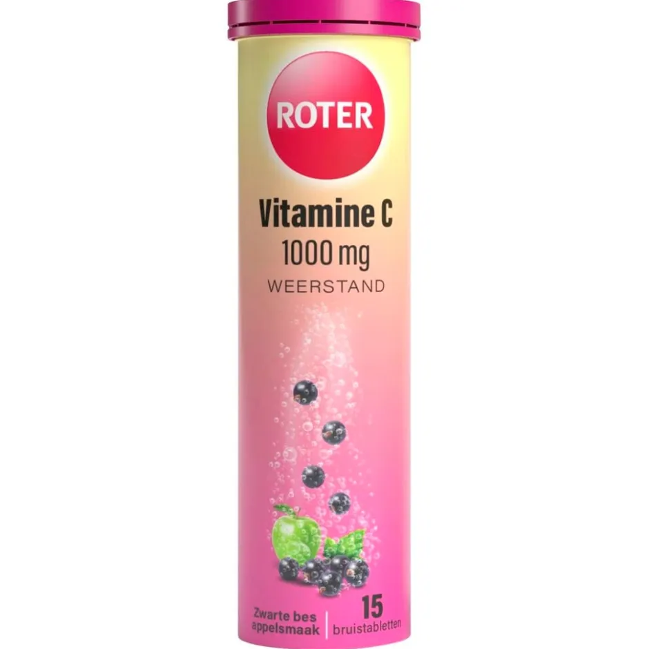 Vitamine C 1000mg Zwarte Bes Appel Bruistabletten|Roter Outlet