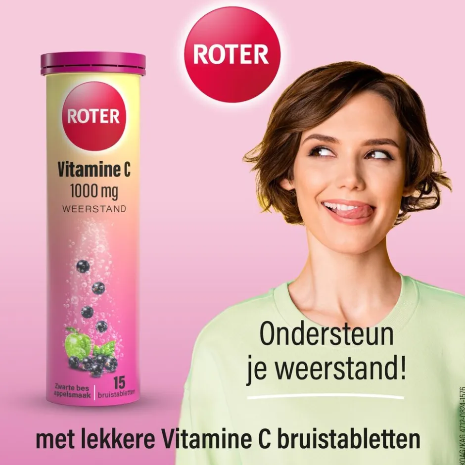 Vitamine C 1000mg Zwarte Bes Appel Bruistabletten|Roter Outlet