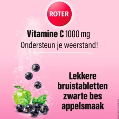 Vitamine C 1000mg Zwarte Bes Appel Bruistabletten|Roter Outlet