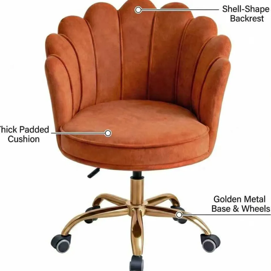 Russle Velvet Schelp Bureaustoel| Sale