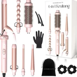 Sansbeauté ® 6 in 1 Krultang met Klem - 13mm tot 38mm - Thermal Brush< Haarstylers