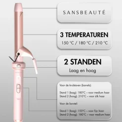 Sansbeauté ® 6 in 1 Krultang met Klem - 13mm tot 38mm - Thermal Brush< Haarstylers