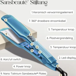 Sansbeauté Professionele Stijltang - Hair Straightener - Stijltangen - 80℃ t/m 230℃< Haarstylers