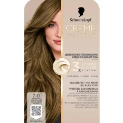 Schwarzkopf creme supreme 7-0 Natuurlijk Donkerblond Verzorgende Crèmekleuring< Haarverf