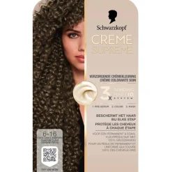 Schwarzkopf creme supreme 6-16 Cool Licht Asbruin Verzorgende Crèmekleuring< Haarverf