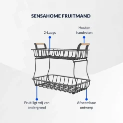 2 Laags Fruitmand Rechthoek Fruitschaal|SensaHome Online