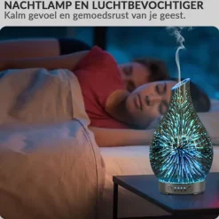 SensaHome Glazen 3D Aroma Diffuser Nachtlamp Luchtbevochtiger met LED Verlichting< Aromatherapie