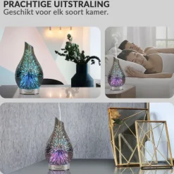 SensaHome Glazen 3D Aroma Diffuser Nachtlamp Luchtbevochtiger met LED Verlichting< Aromatherapie