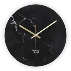 SensaHome Glazen Wandklok 30cm Minimalistische Marmeren Design met Stille uurwerk< Woonaccessoires