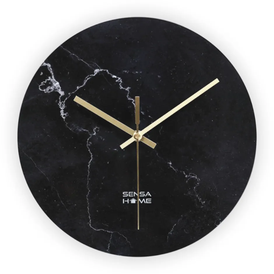 SensaHome Glazen Wandklok 30cm Minimalistische Marmeren Design met Stille uurwerk< Woonaccessoires