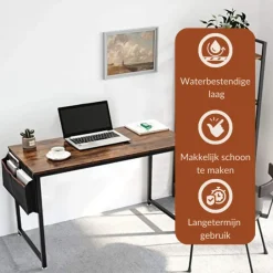 SensaHome Retro Schrijftafel Bureau Computertafel met Metalen Frame< Kinderbureaus