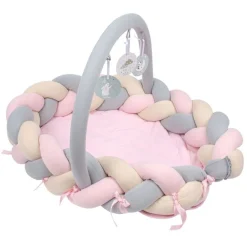 Sevibaby Roze 3-in-1 Braided Bedbumper en Babynest< Bedbumper