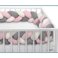 Sevibaby Roze 3-in-1 Braided Bedbumper en Babynest< Bedbumper