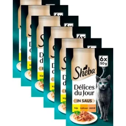 Délices du Jour in Saus met Kip, Kalkoen en Eend Maaltijdzakjes Kattenvoer|Sheba Clearance