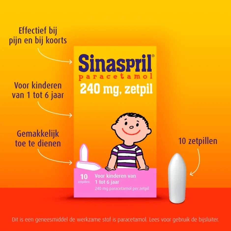 Sinaspril Paracetamol 240mg Zetpillen< Pijn