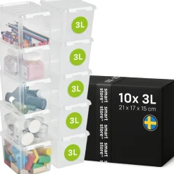 SmartStore Set van 10 Stevige Opbergbox Classic 3L< Opbergen