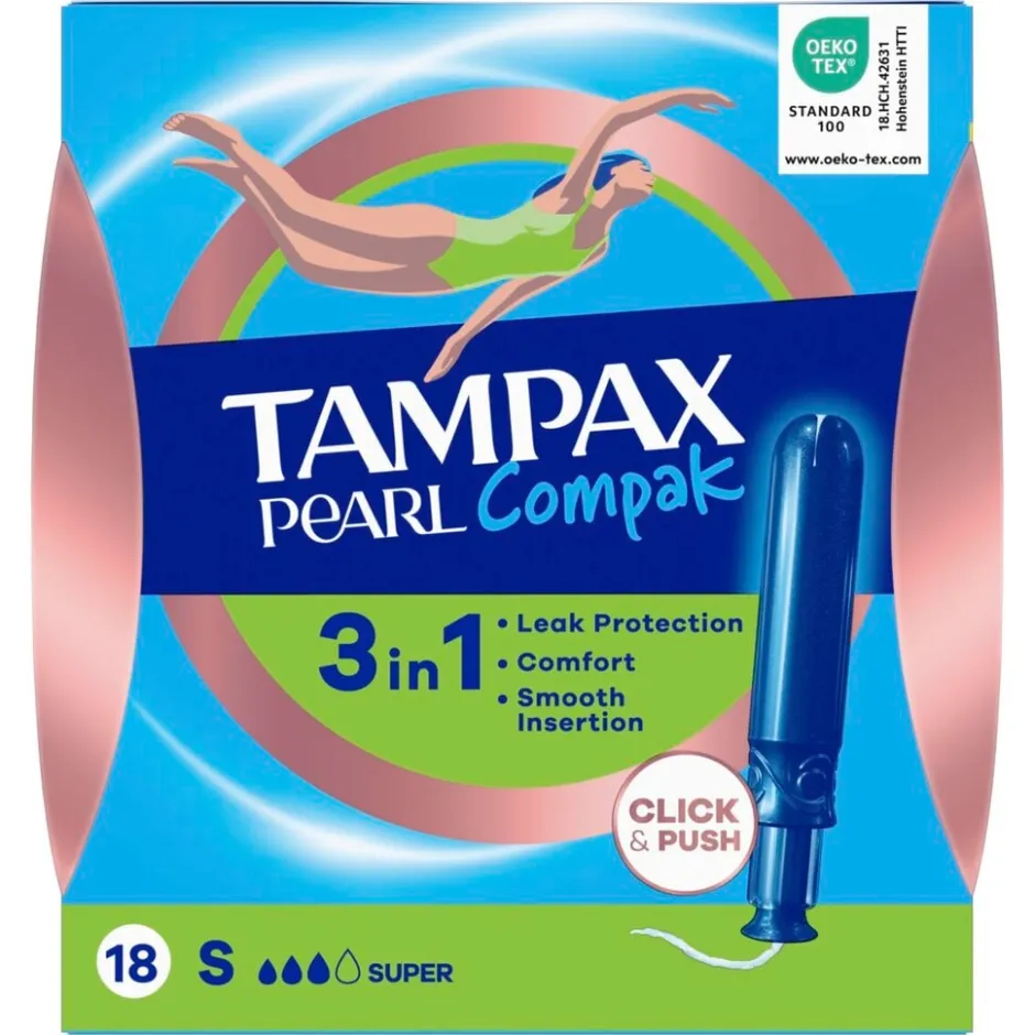 Tampax Compak Pearl Super Tampons met Inbrenghuls< Tampons