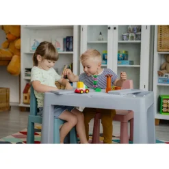 Teggi Grey/Old Rose/Turquoise Multifun 3-in-1 Tafel met Twee Stoeltjes< Verrassend Speelgoedvoordeel