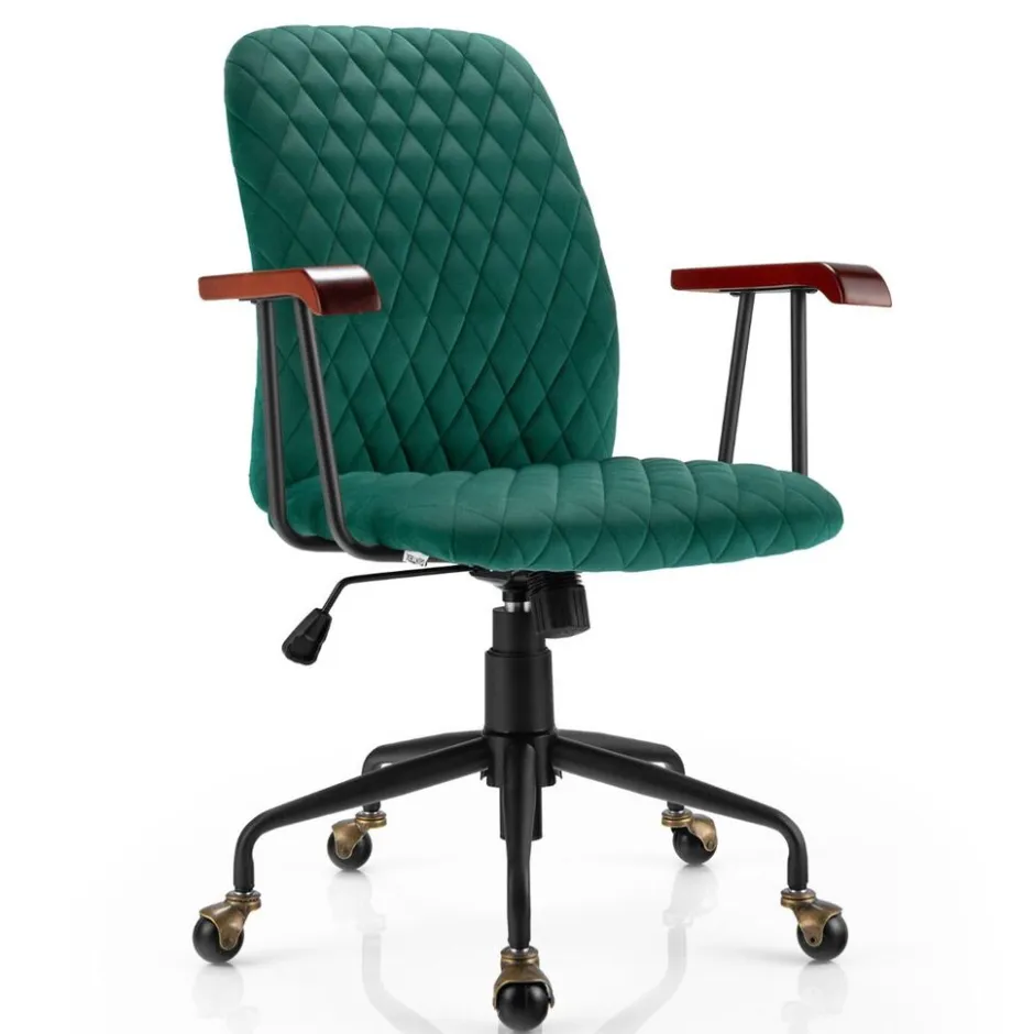 Trendmix Fluwelen Vintage Bureaustoel Met Kantelbare Rugleuning< Meubels